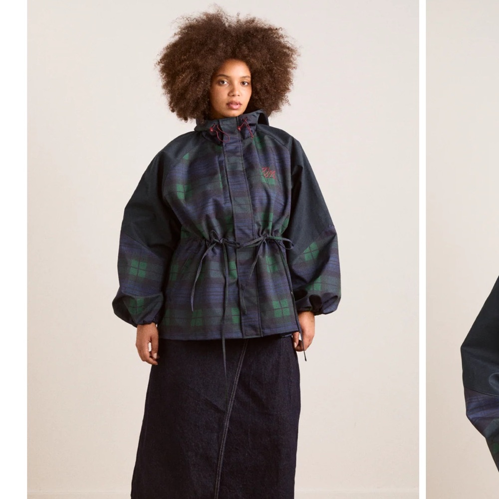 Liu Shower Proof Raincoat - Navy Check Damson Madder - Picture 3 of 7